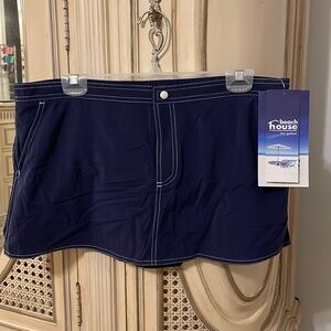 Beach House Women Swim Skirt in Navy Blue